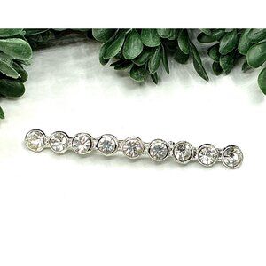 Crystal Rhinestone Silver-Tone Bar style Brooch